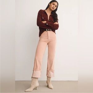 Anthropologie PILCRO The Scotty Cuffed High-Rise Straight-Leg Jeans 25 blossom